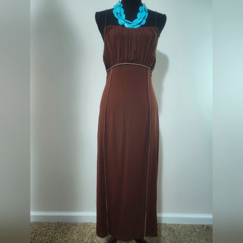 Brown Backless Bodycon Dress